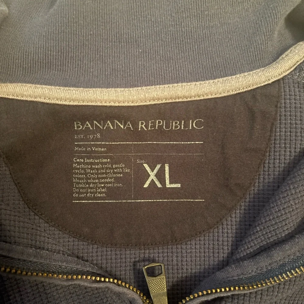 Banana Republic Men's Dark Blue Quarter Zip Sweater